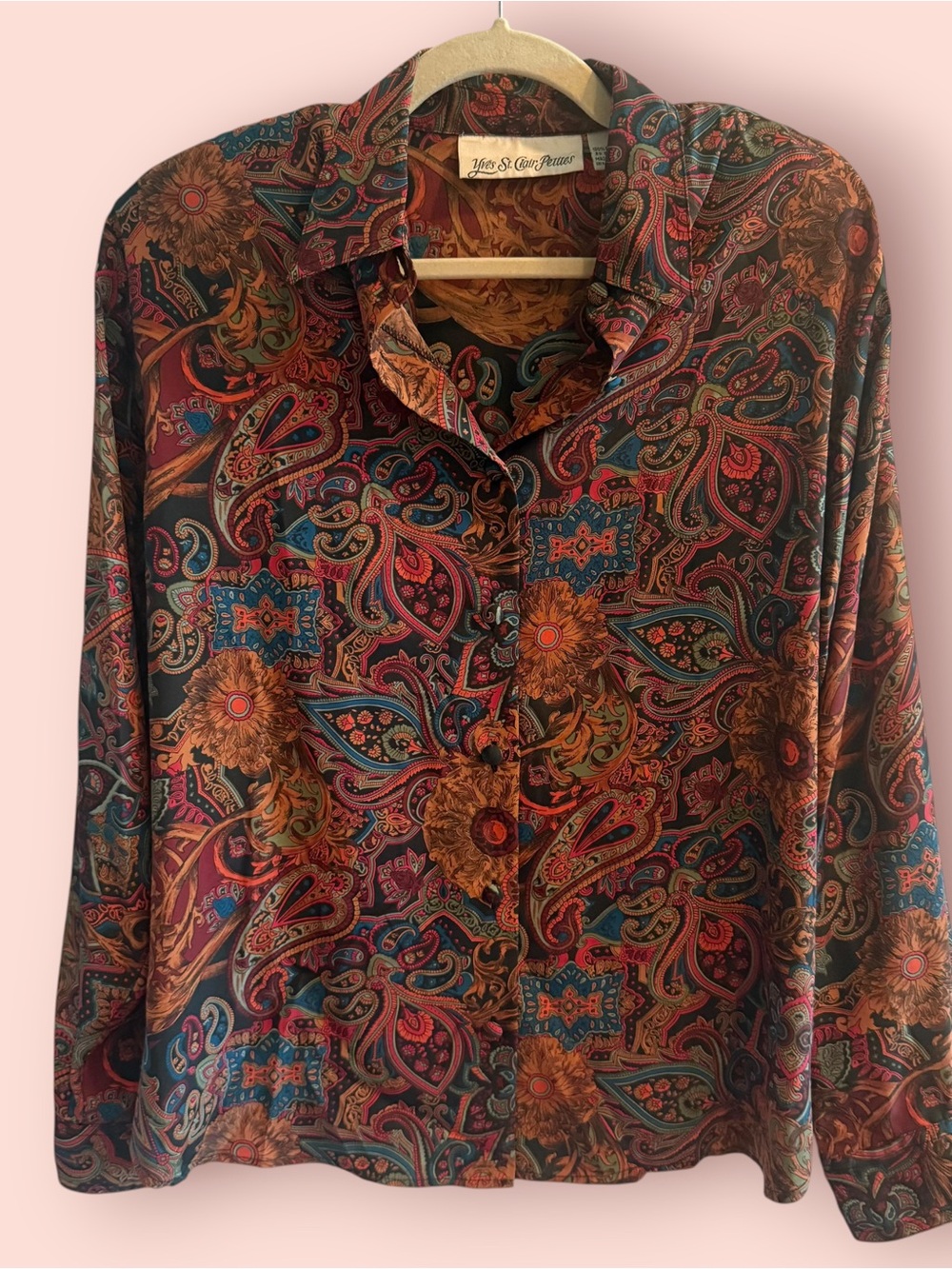 Vintage Yves St. Clair Petites Paisley Floral Button Front Blouse